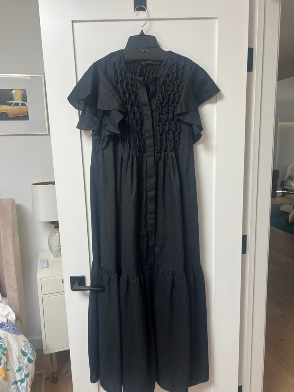Cynthia Rowley Black Maxi Majorca Dress with flutter Sleeves